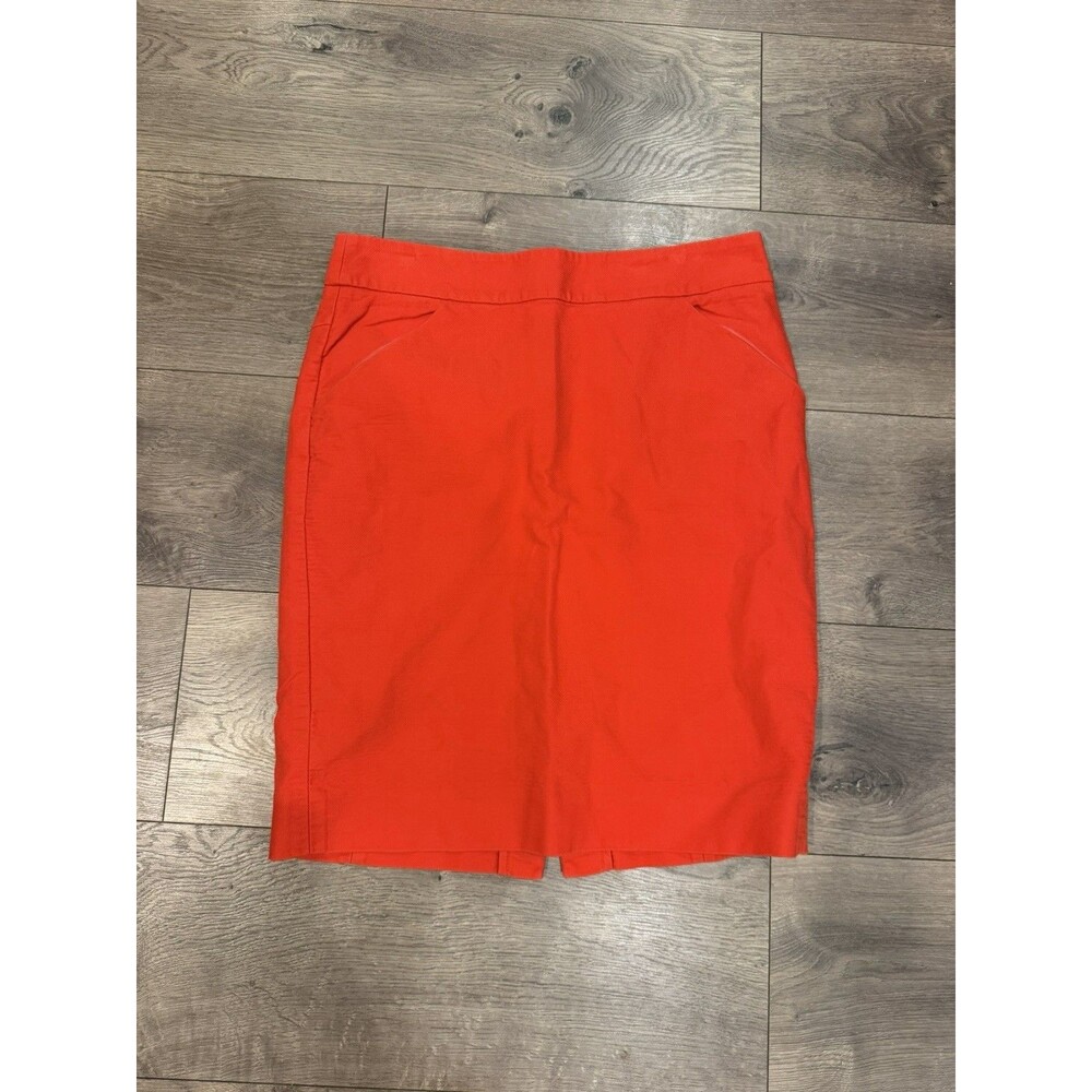 J.CREW Women's Pencil Skirt Orange Size 8 Classic Office Career Small Hole
